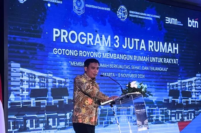 Direktur Utama PT Bank Tabungan Negara/BTN (Persero) Tbk Nixon LP Napitupulu dalam acara Developer Gathering bersama Menteri Perumahan dan Kawasan Permukiman, Menteri Dalam Negeri, dan Menteri Agraria dan Tata Ruang (ATR) yang diadakan PT Bank Tabungan Negara/BTN (Persero) di Menara BTN, Jakarta, Jumat (8/11/2024). ANTARA/M. Baqir Idrus Alatas.