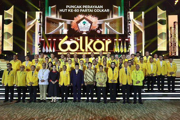 Presiden RI Prabowo Subianto menghadiri acara HUT Ke-60 Partai Golkar di Sentul International Convention Center (SICC), Bogor, Jawa Barat. (Dok. Tim Media Prabowo)